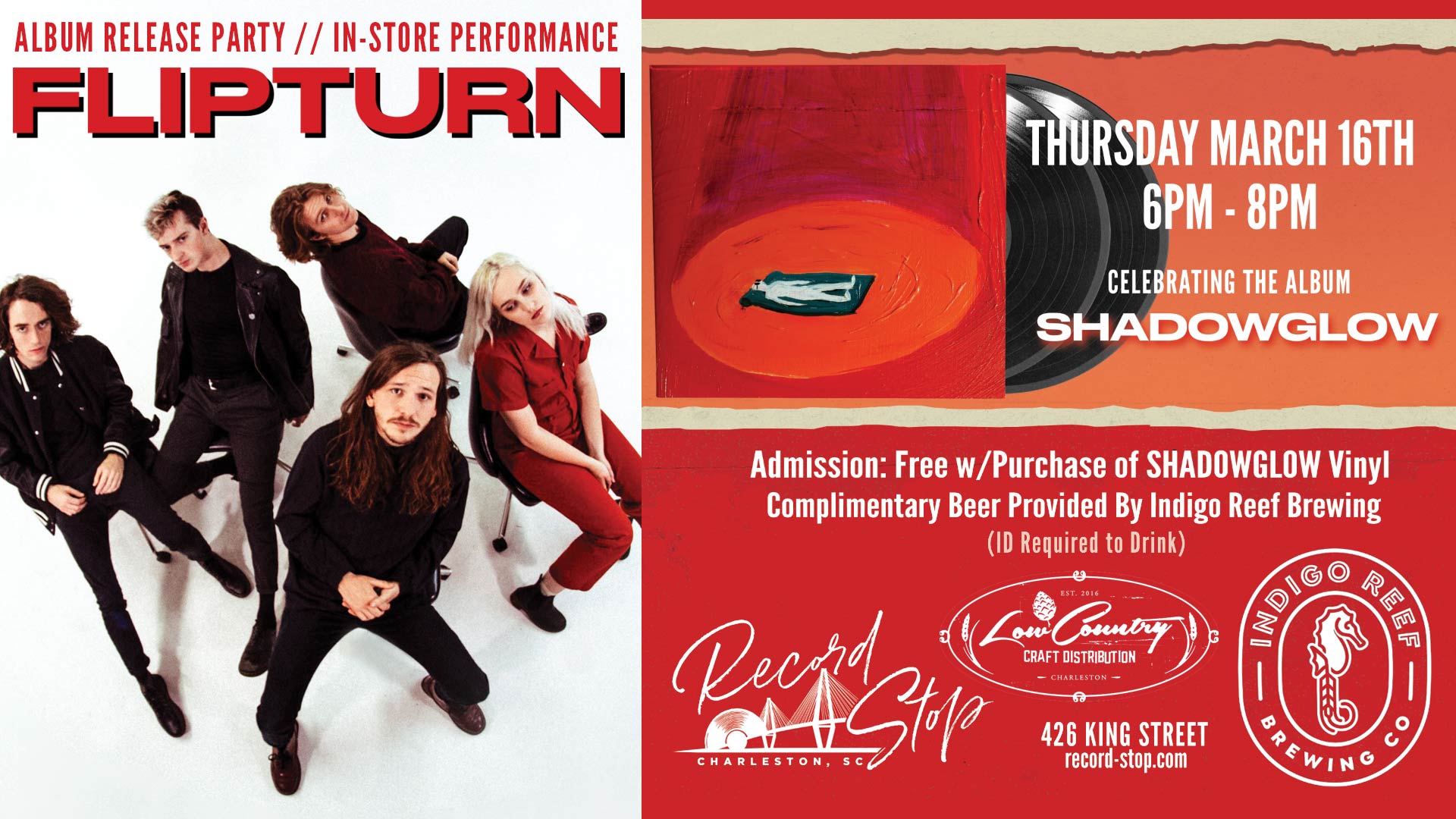 See Flipturn Live at Record Stop in Charleston, SC