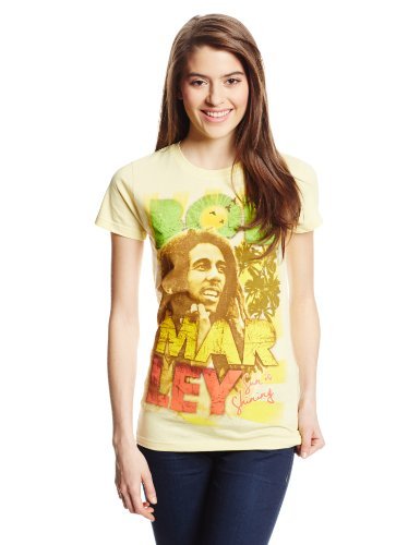 Bob Marley - Bob Marley Sun Is Shining Juniors T-Shirt, Light Yellow, Large | Apparel