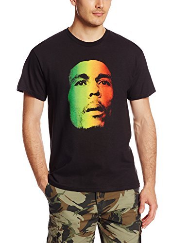Bob Marley - Zion Rootswear Men'S Bob Marley Face T-Shirt, Black, Medium | Apparel