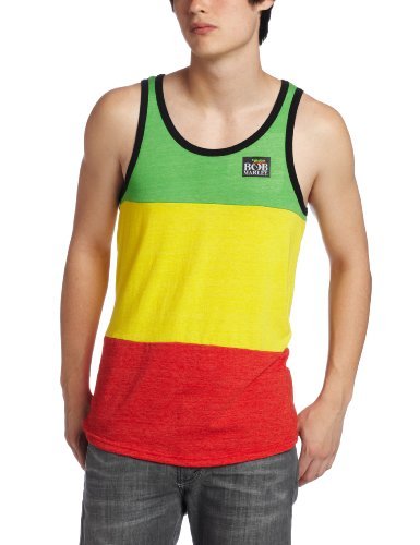 Bob Marley - Zion Rootswear Men'S Bob Marley Patch Tank Top, Multi, X-Large | Apparel