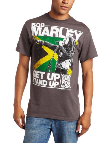 Bob Marley - Zion Rootswear Men'S Marley Get Up Stand Up T-Shirt,Charcoal,Large | Apparel
