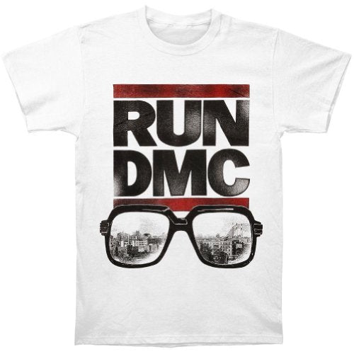 Run Dmc - Men'S Run Dmc Glasses Cityscape T-Shirt, White, Medium | Apparel