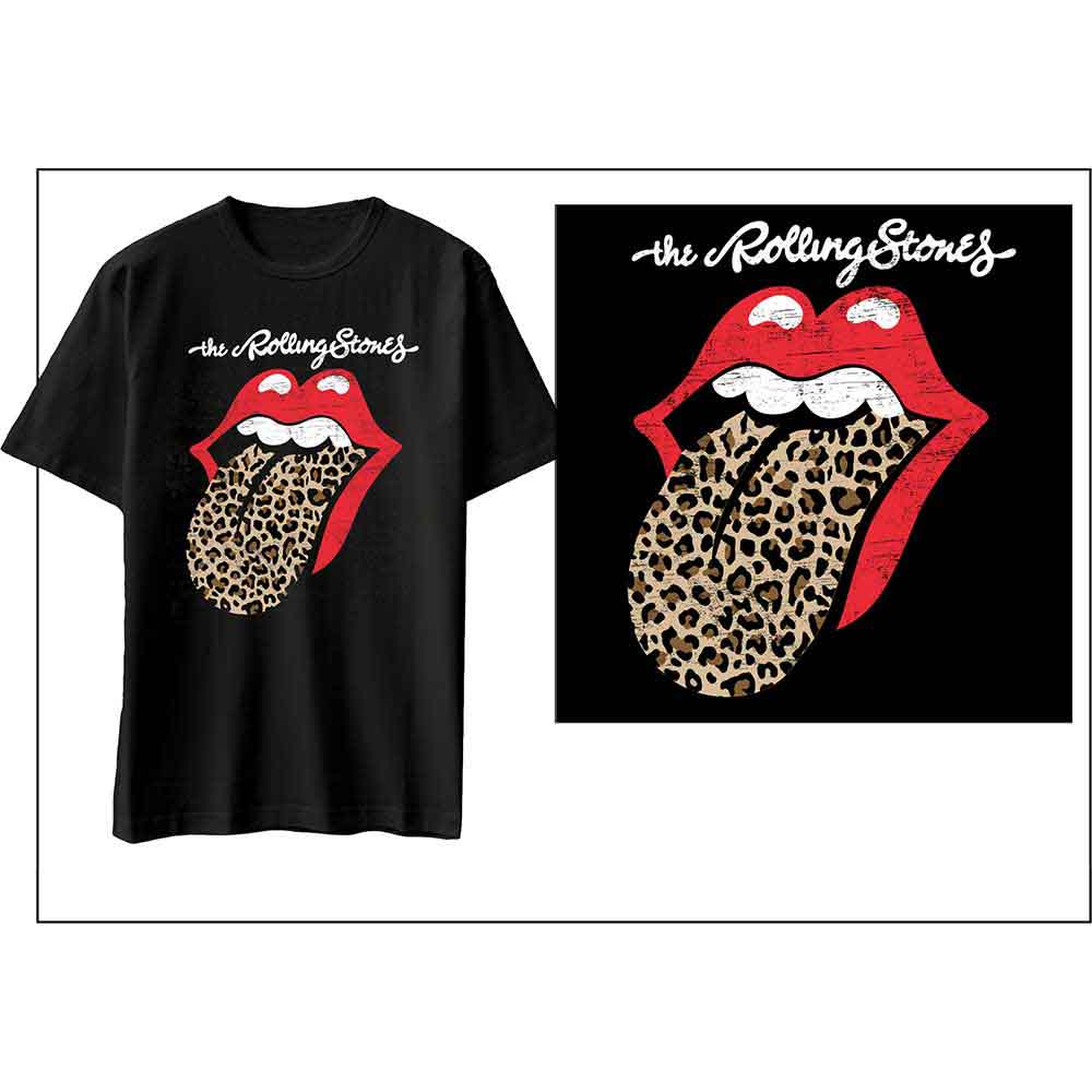 The Rolling Stones - Leopard Print Tongue | T-Shirt Black