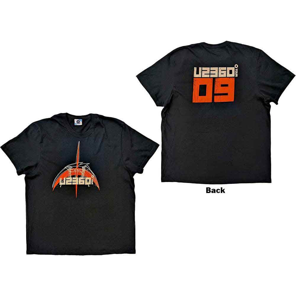 U2 - 360 Degree Tour 2009 Orange Logo | T-Shirt Black