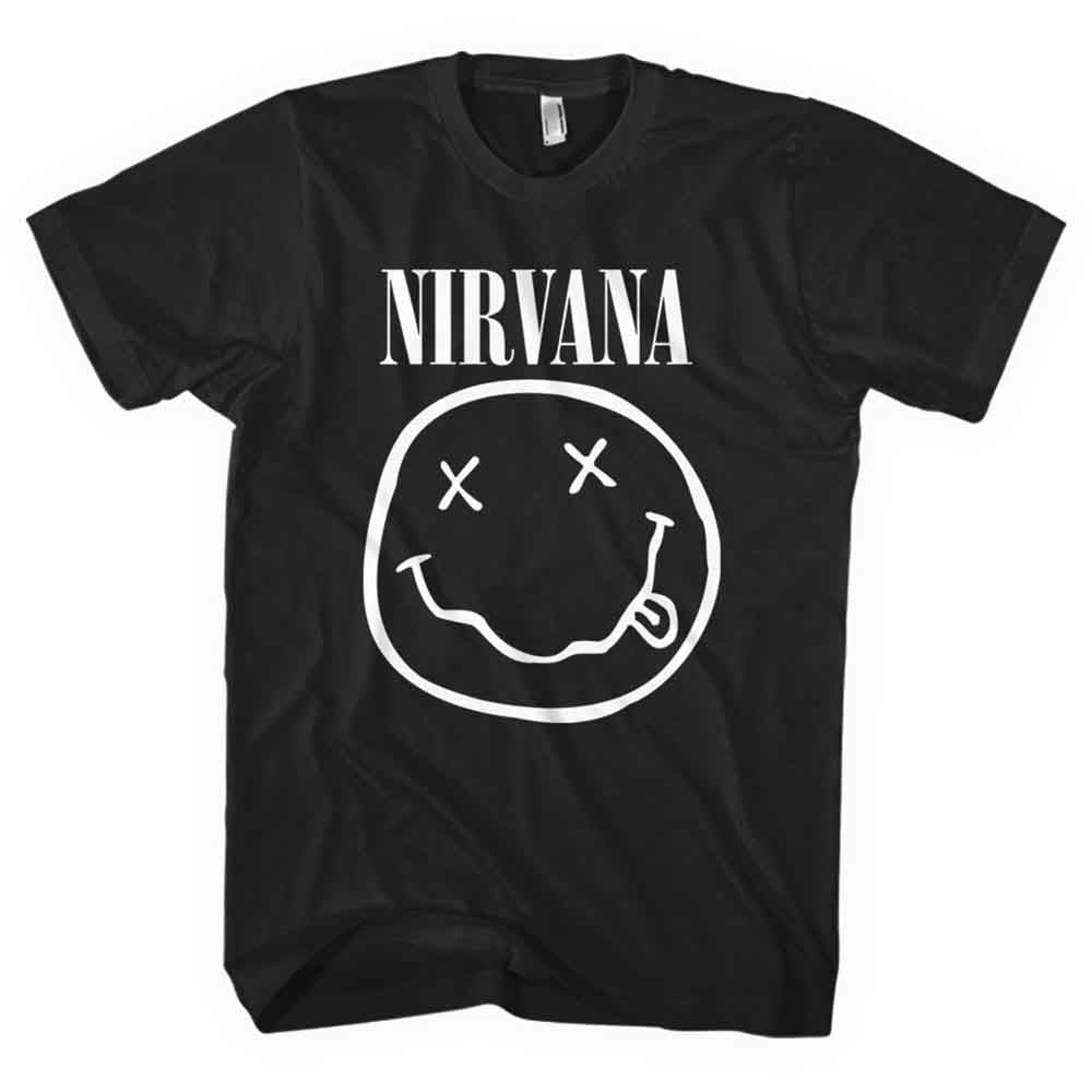 Nirvana - White Happy Face | T-Shirt Black