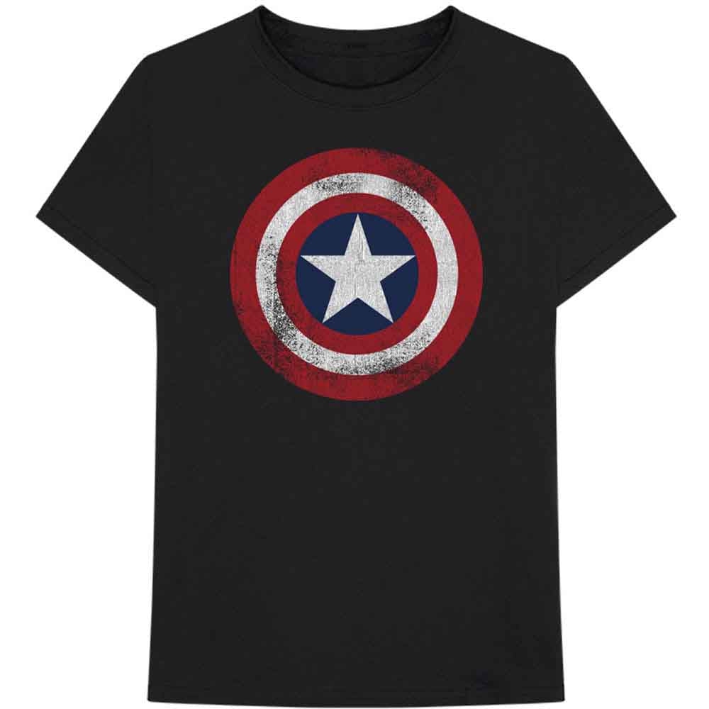 Marvel Comics - Captain America Distressed Shield | T-Shirt Black