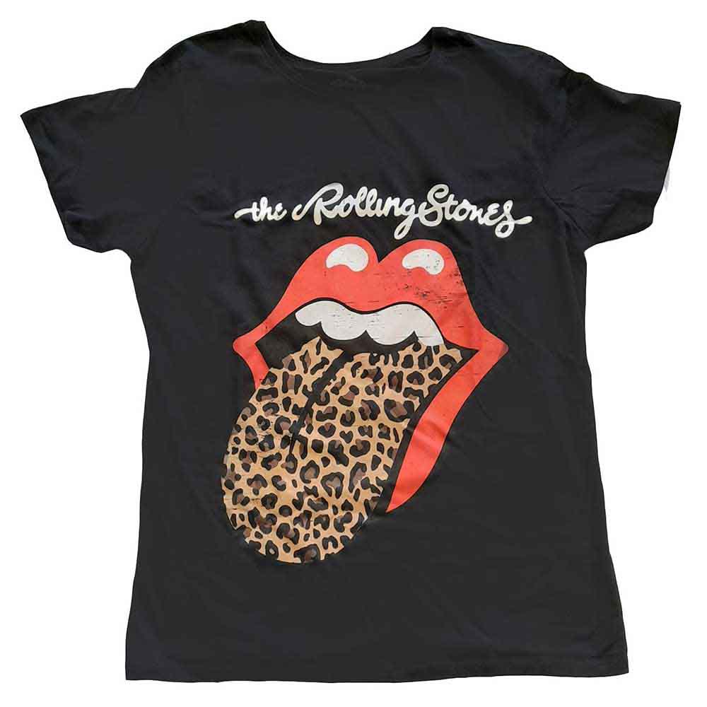 The Rolling Stones - Leopard Print Tongue | T-Shirt Black