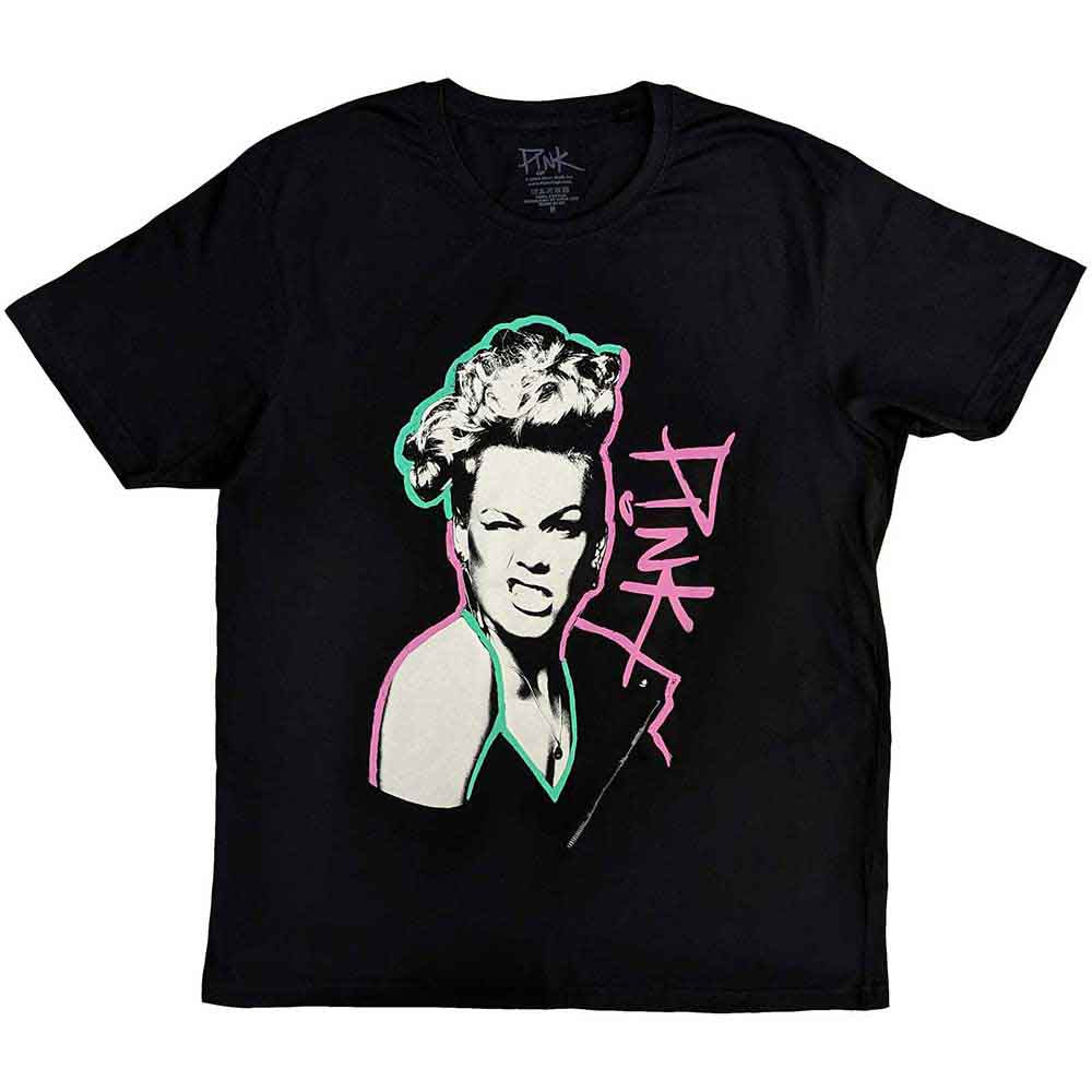Pink - Paint Pen | T-Shirt Black