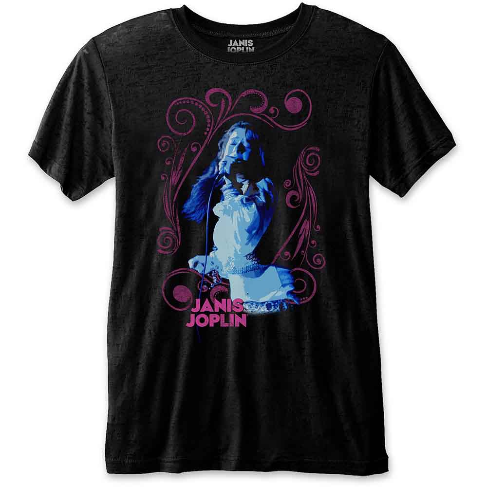 Janis Joplin - Floral Frame | T-Shirt Black