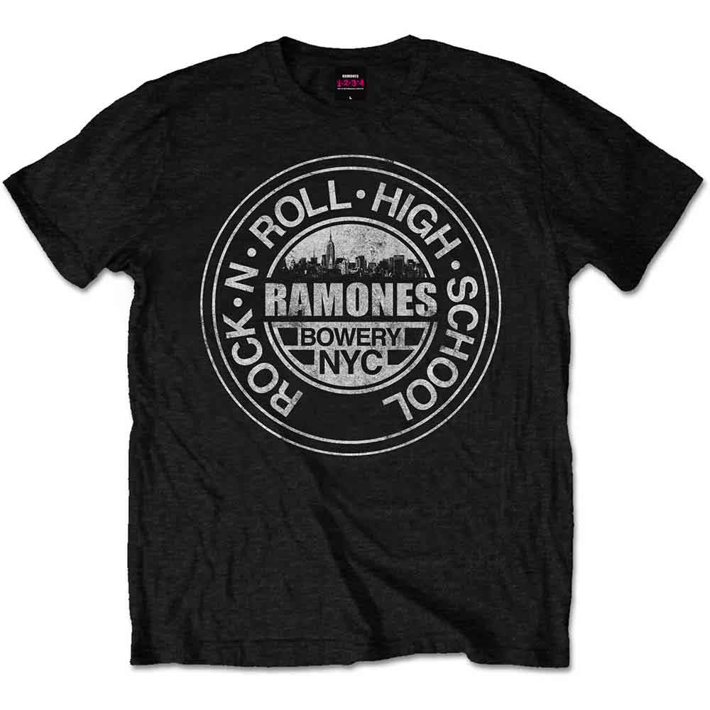 Ramones - Rock 'n Roll High School, Bowery, NYC | T-Shirt Black