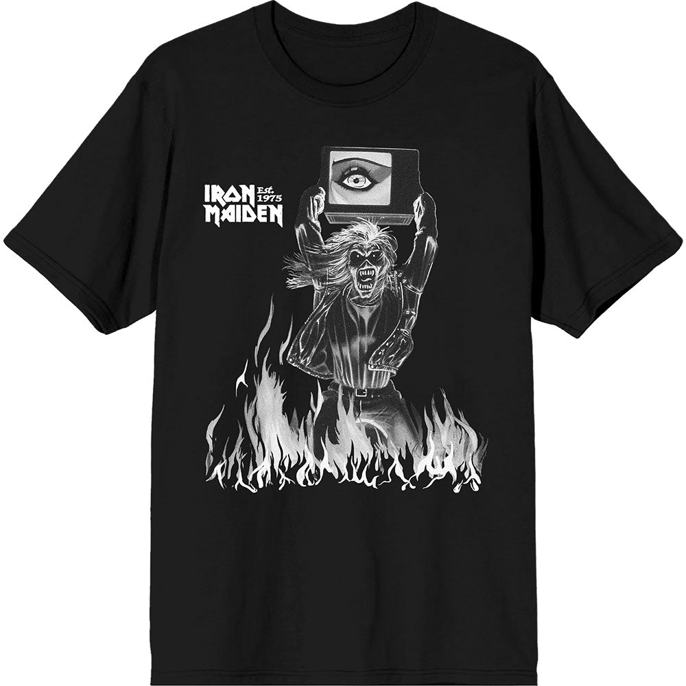 Iron Maiden | Est. 1975 Holy Smoke Flames Crop | Black