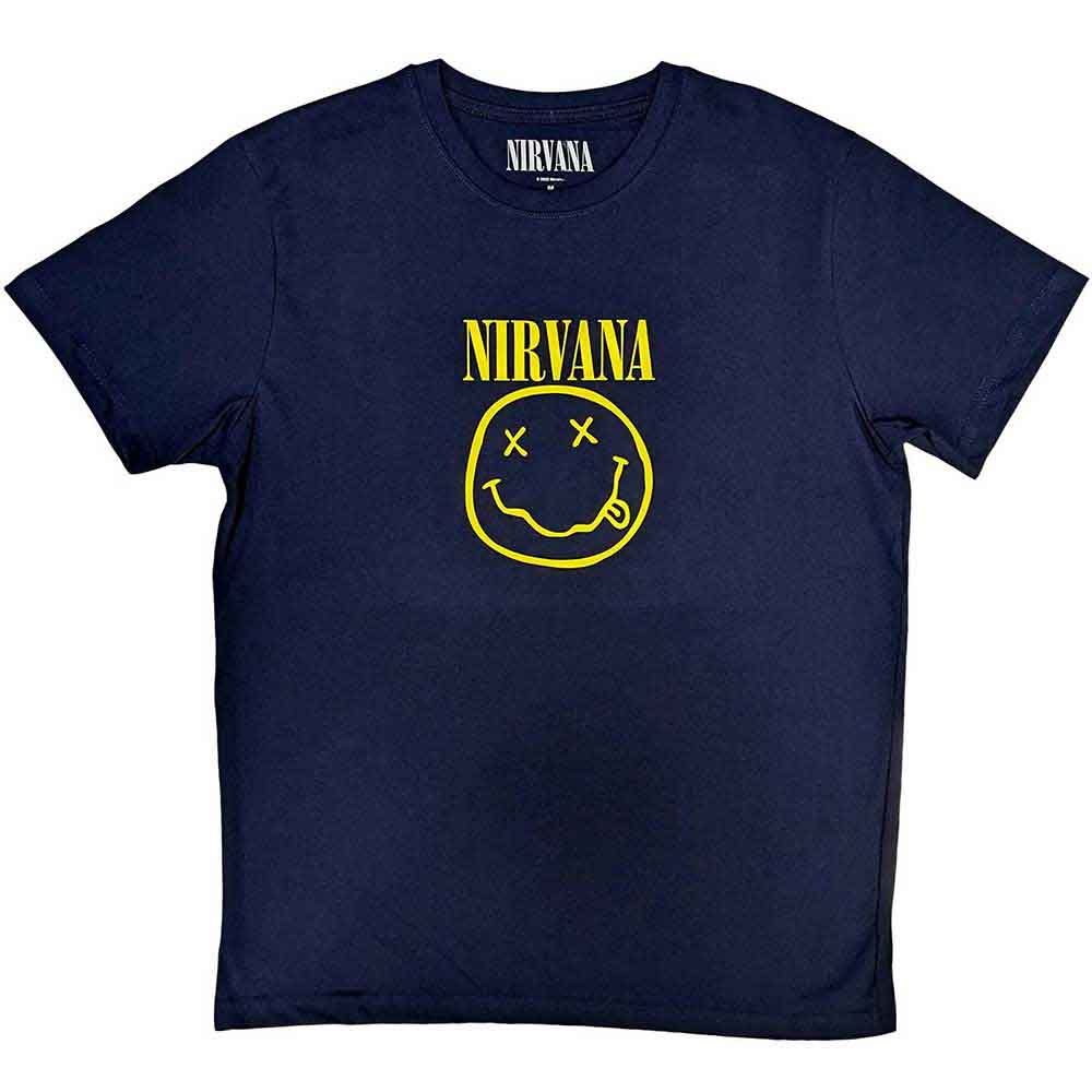 Nirvana - Yellow Happy Face | T-Shirt Blue