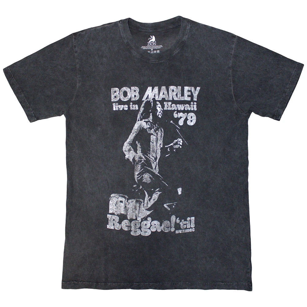 Bob Marley - Live In Hawaii '79 T-Shirt - (Charcoal Grey Washed) | Apparel Grey