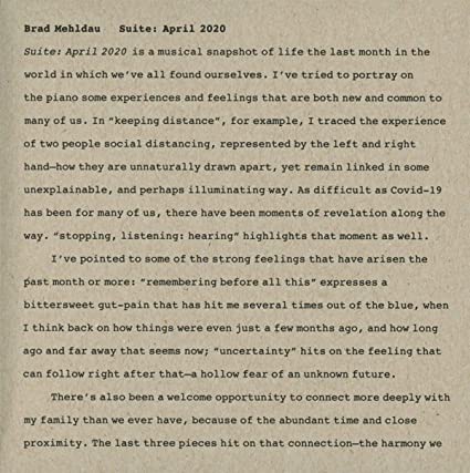 Brad Mehldau - Suite: April 2020 | CD