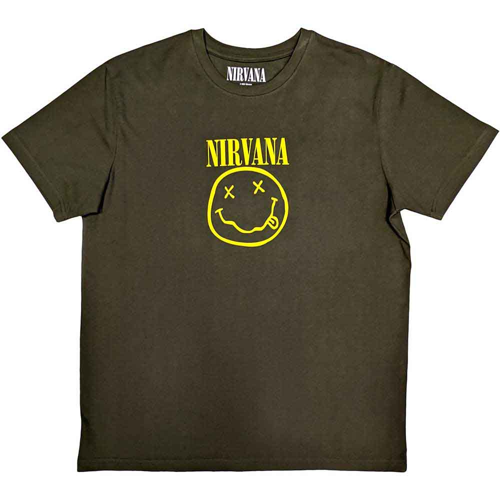 Nirvana - Yellow Happy Face | T-Shirt Green