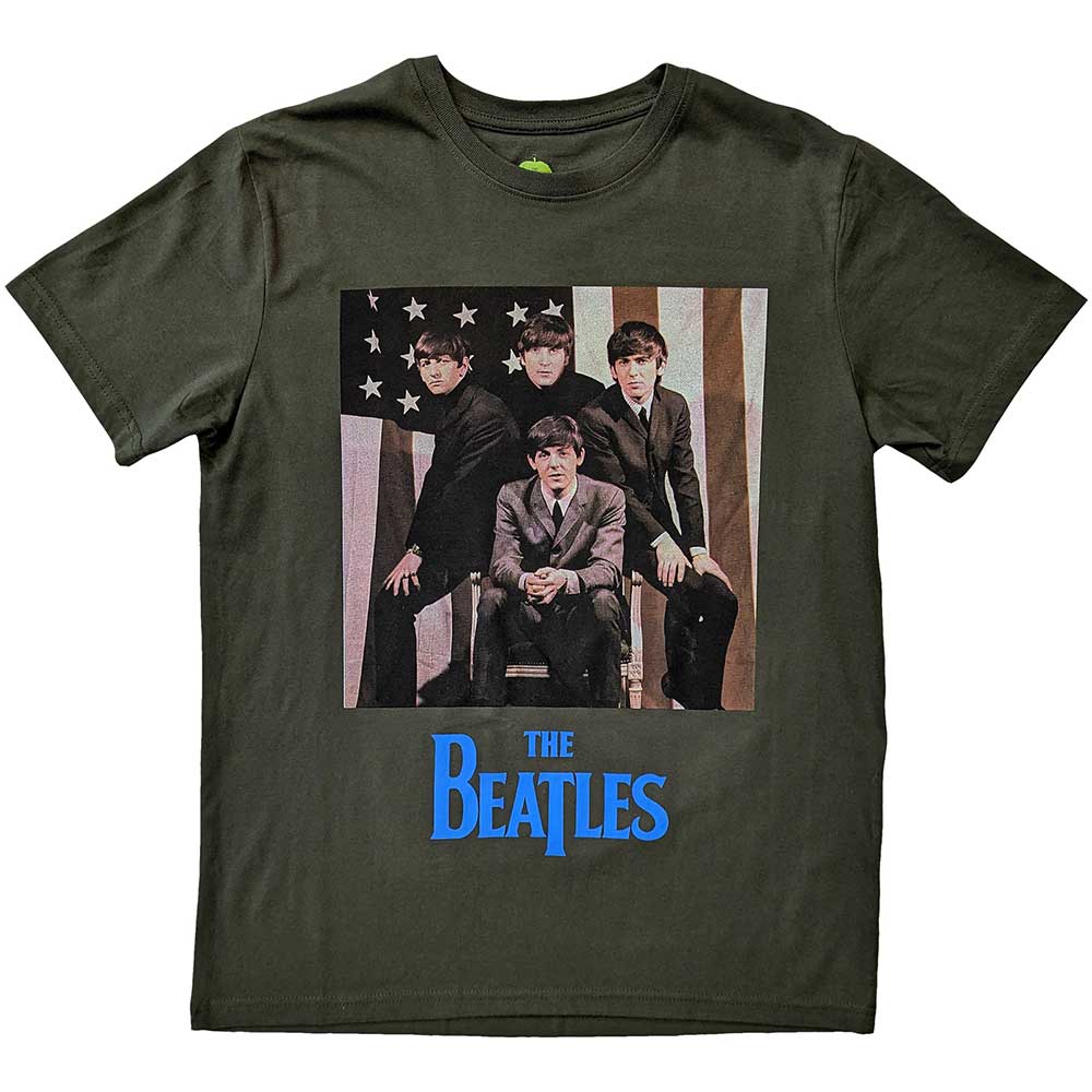 The Beatles - US Flag Photo | T-Shirt Green