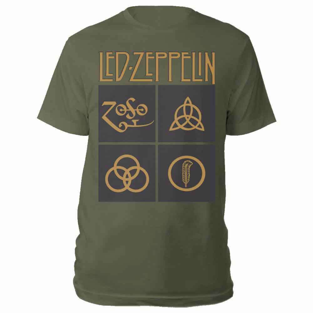 Led Zeppelin | Gold Symbols in Black Square |