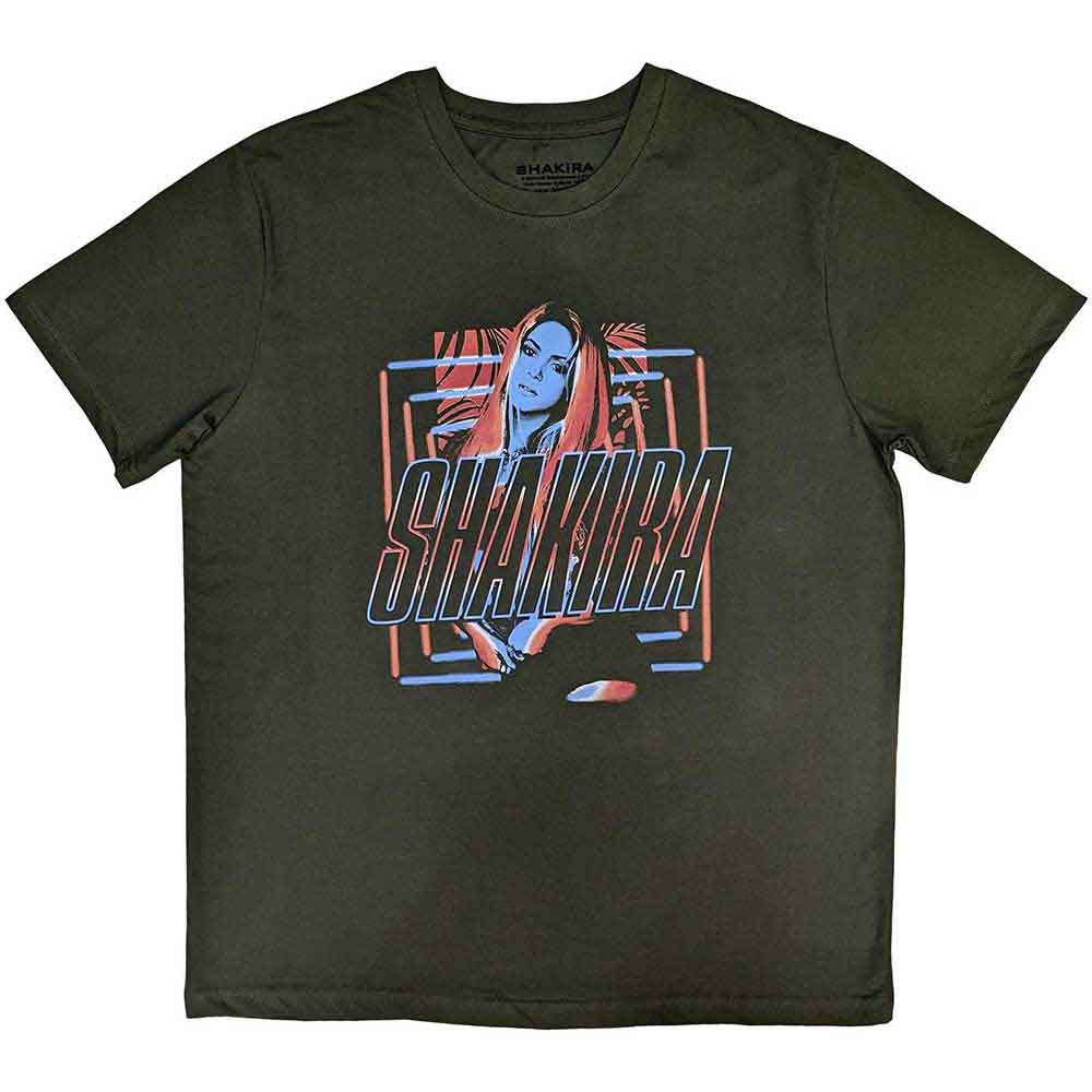 Shakira - Squares and Logo | T-Shirt Green