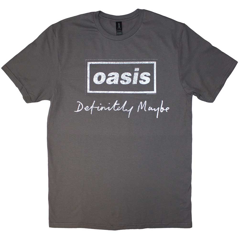Oasis - Definitely Maybe Distressed Text Logo | Grey
