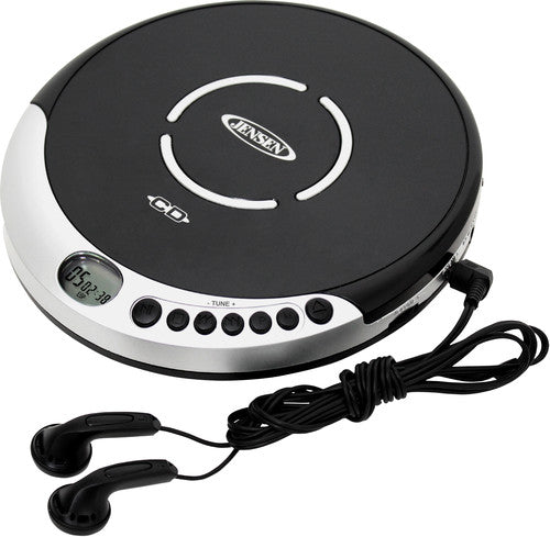 Jensen - Jensen CD-60R Personal CD Player - 60 Second Anti-Skip - FM Radio (Silver/Black) | CD Player