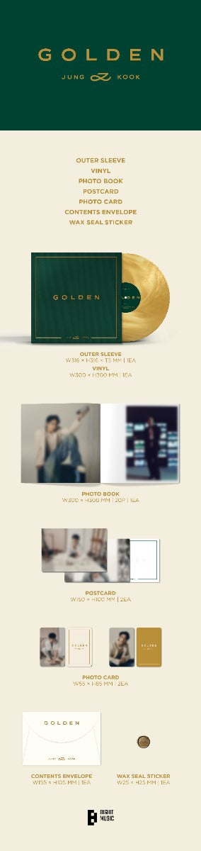 Jung Kook (Bts) | Golden (Sticker, Photo / Photo Card, Postcard) | Vinyl