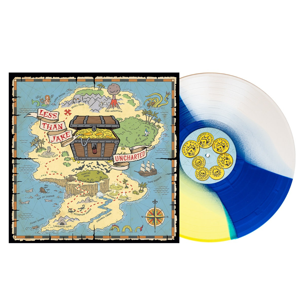 Less than Jake - Uncharted (Indie Exclusive, Easter Yellow/Blue/Bone Tri-Stripe Colored Vinyl) | Vinyl