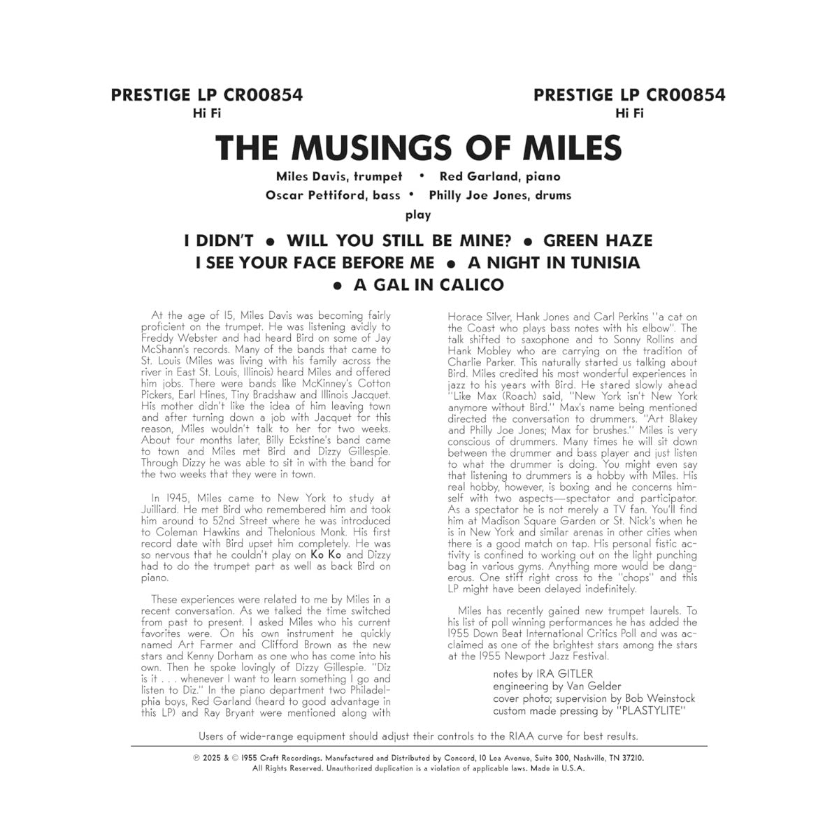 Miles Davis All Stars - The Musings Of Miles (Original Jazz Classics Series) (180 Gram Vinyl) | Vinyl