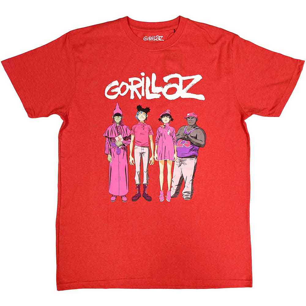 Gorillaz - Cracker Island Standing Group | T-Shirt Red