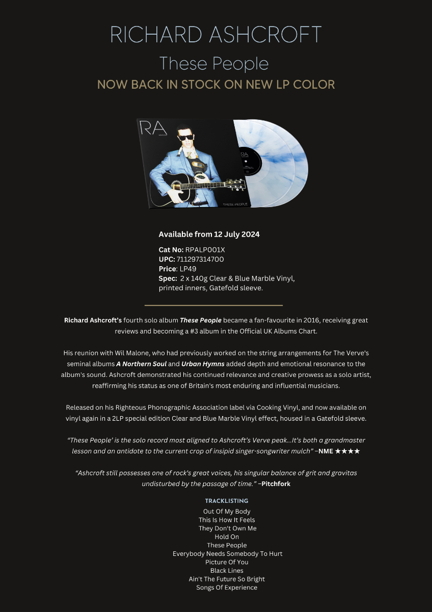 Richard Ashcroft | These People (Clear & Blue Marble Colored Vinyl) (2 Lp's) | Vinyl