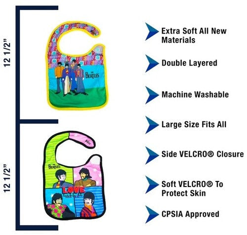 The Beatles - Daphyl's - The Beatles - All you need is Love - Soft Bibs 2-Pack DAPTBLVB2PK (Large Item, Babywear / Baby Gear) | Collectibles