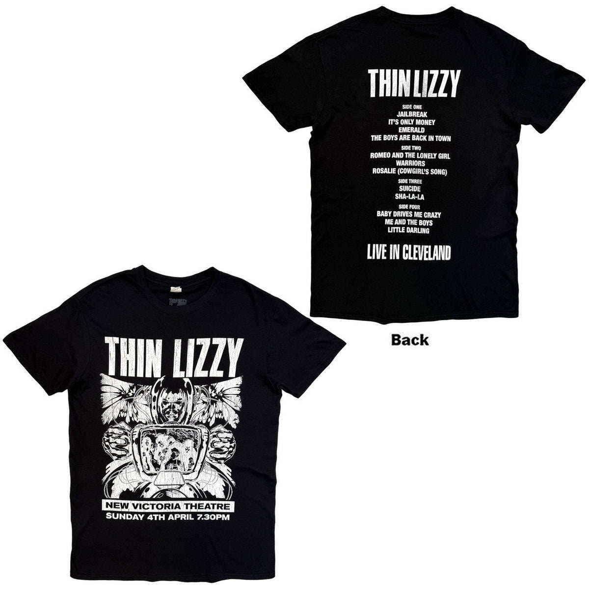 Thin Lizzy - Jailbreak Flyer Cleveland ’76 Unisex T-Shirt (Black) | Apparel
