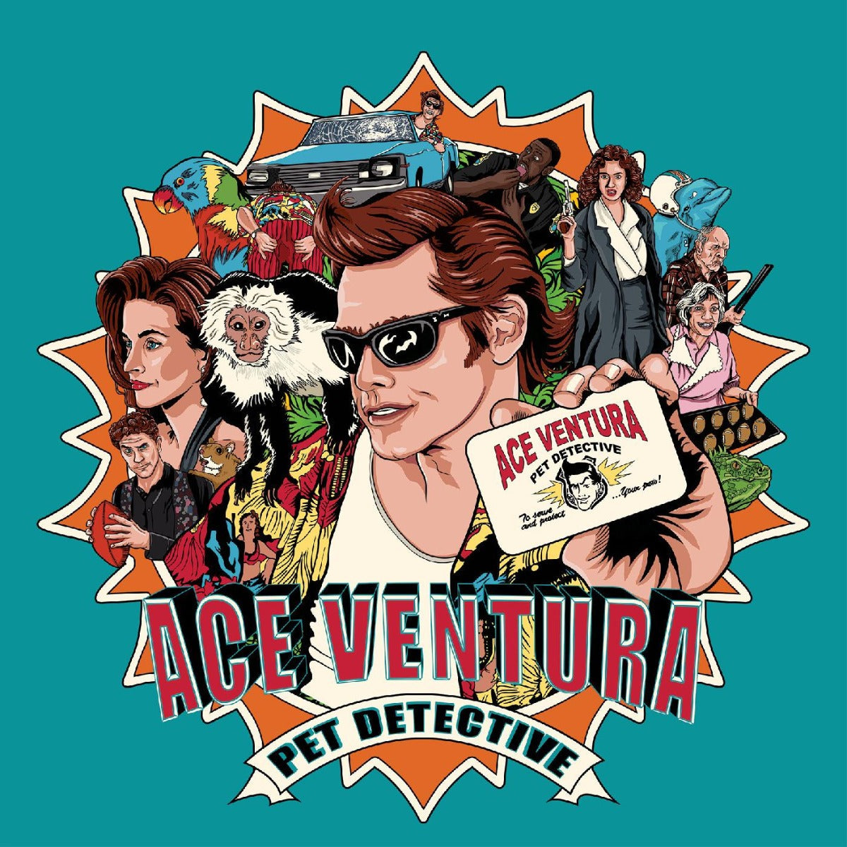 Various Artists - Ace Ventura: Pet Detective: Original Motion Picture Score (Indie Exclusive, Turquoise & Orange Split with Red Splatter Colored Vinyl) | Vinyl