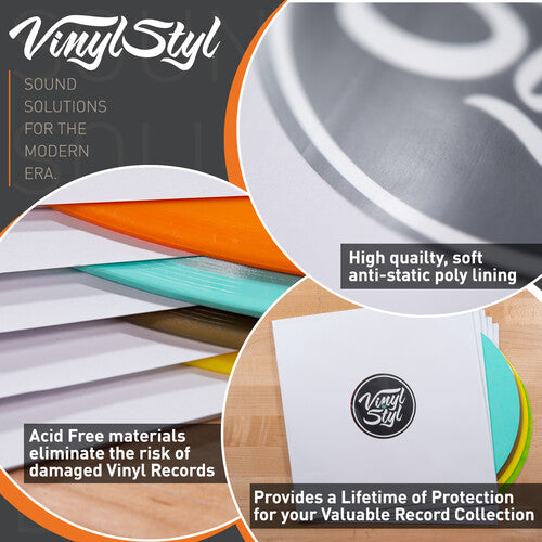 Vinyl Styl - Vinyl Styl® 12 Inch Archival Inner Record Sleeves - HDPE-Lined - 50 Count (White) | Inner Record Sleeves
