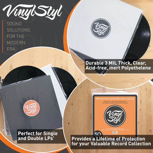 Vinyl Styl - Vinyl Styl® 12 Inch Record Outer Sleeve Polyethylene - 1000 Count Bulk (Clear) (Large Item, Ships in Own Container) | Sleeves