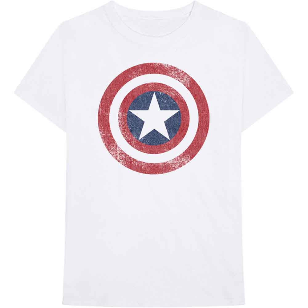 Marvel Comics - Captain America Distressed Shield | T-Shirt White