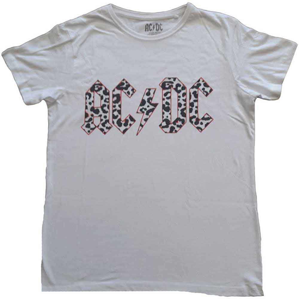 AC/DC - Mono Leopard Print Logo | T-Shirt White