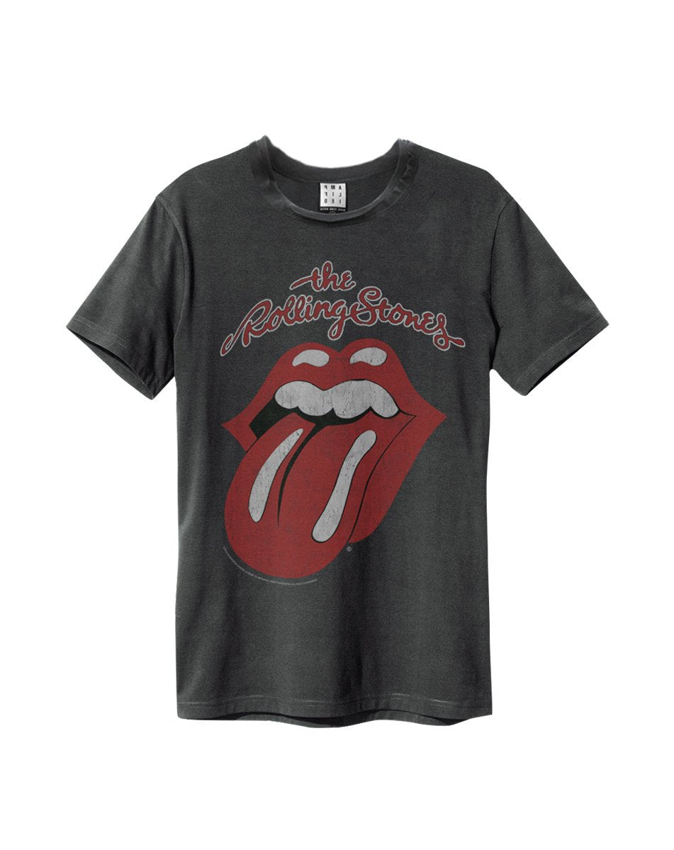 Tongue Stop T-Shirt Vintage | | Rolling Record Stones Vintage Tee) Gray (Charcoal