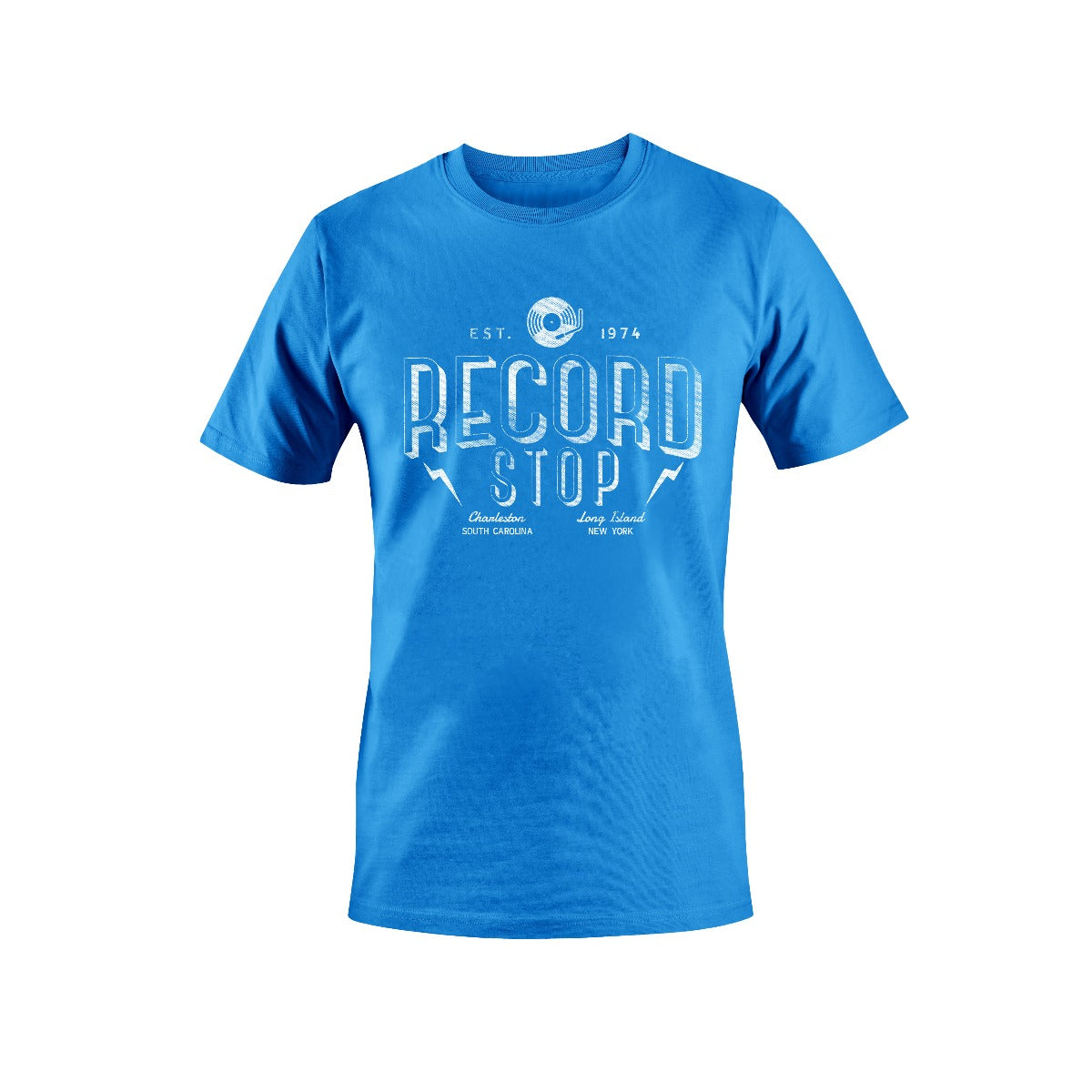 Record Stop CHS | Record Stop Vintage Tee-Light Blue-Medium | Apparel