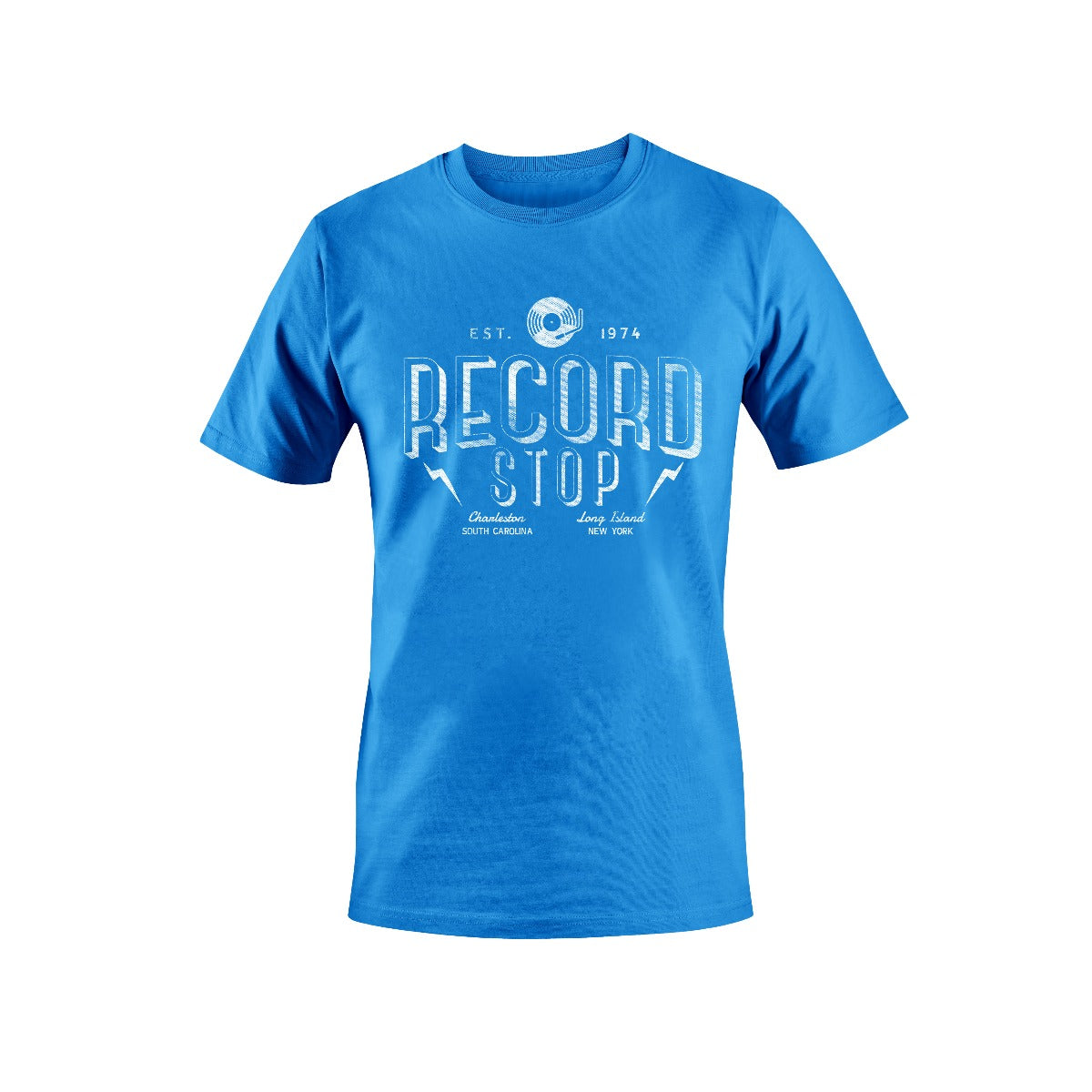 Record Stop CHS | Record Stop Vintage Tee-Light Blue-XX-Large | Apparel
