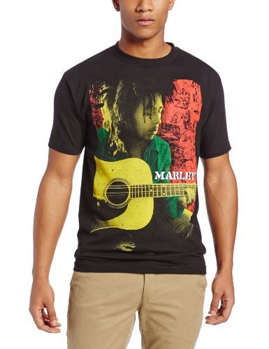 Bob Marley - Zion Rootswear Men'S Bob Marley Colored Pose T-Shirt, Black, Large | Apparel