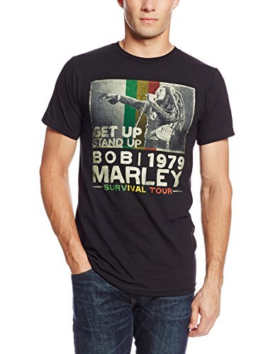 Bob Marley - Zion Rootswear Men'S Bob Marley Get Up T-Shirt, Black, X-Large | Apparel