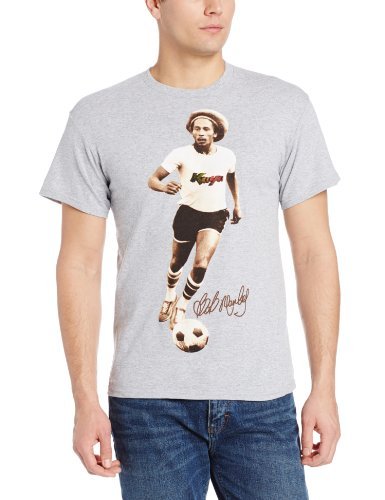 Bob Marley - Zion Rootswear Men'S Bob Marley Kaya Soccer T-Shirt, Light Gray, Medium | Apparel