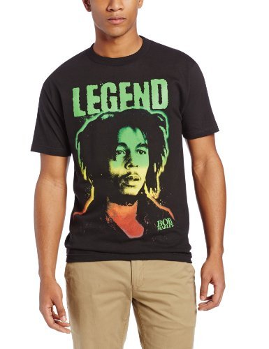 Bob Marley - Zion Rootswear Men'S Bob Marley Legend Gradient T-Shirt, Black, Small | Apparel