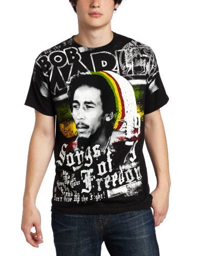 Bob Marley - Zion Rootswear Men'S Bob Marley Short Sleeve Freedom T-Shirt,Black, Medium | Apparel