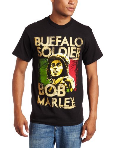 Bob Marley - Zion Rootswear Men'S Marley Buffalo Soldier T-Shirt, Black, Large | Apparel