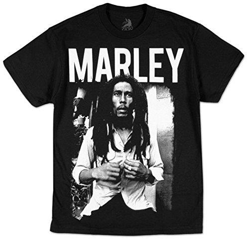 Bob Marley - Zion Rootswear Men'S Marley T-Shirt, Black, Small | Apparel