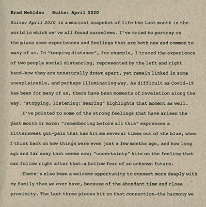 Brad Mehldau | Suite: April 2020 | CD