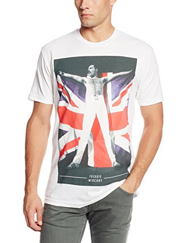 Freddie Mercury - Men'S Freddie Mercury Freddie Flag T-Shirt, White, X-Large | Apparel