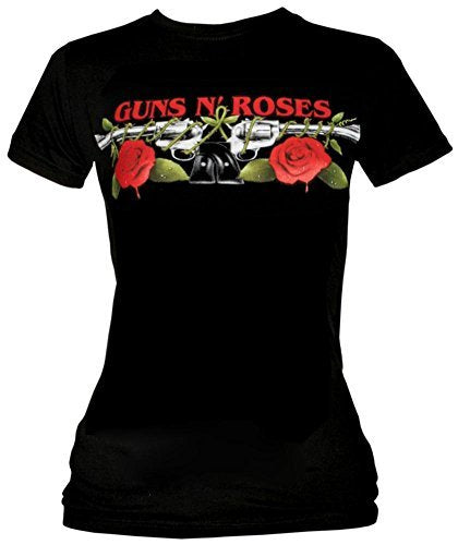 Guns N Roses - Juniors Guns N' Roses: Roses And Pistols T-Shirt,Black,Large | Apparel