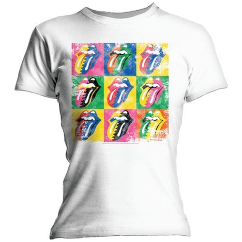 The Rolling Stones - Juniors Rolling Stones: Warhol Tongue Skinny T-Shirt, White, Small | Apparel